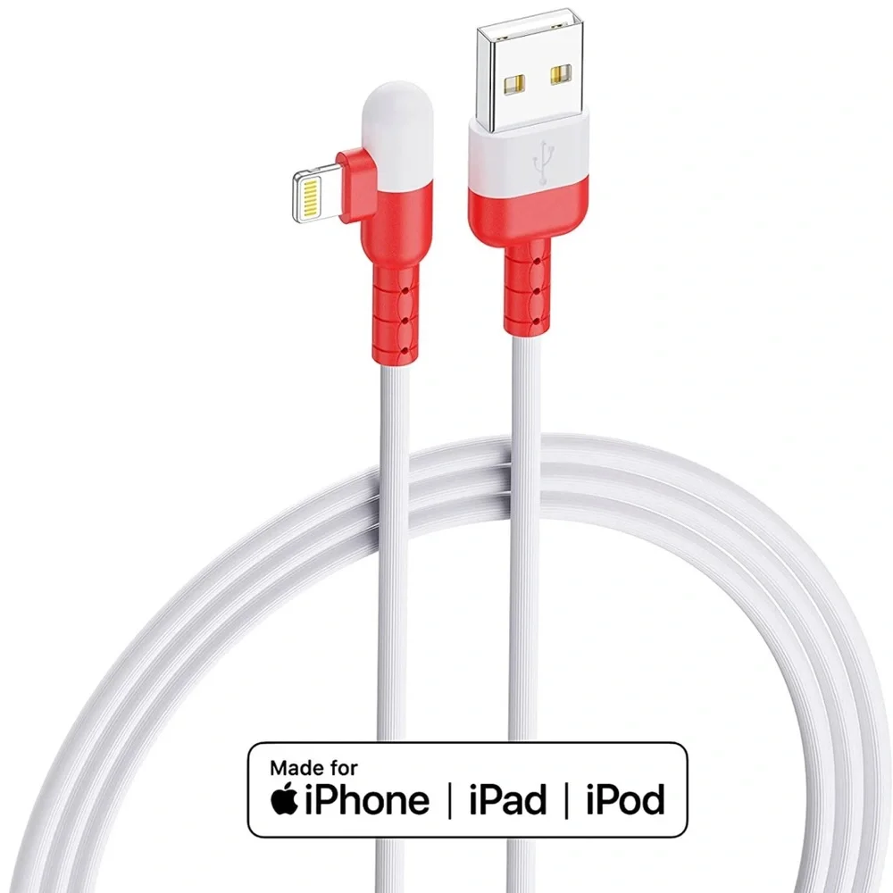 3 Pack 6 ft Colorful Premium iPhone Lightning Cable,90 Degree Charging Cord